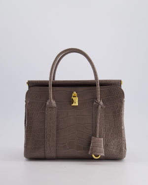 *HOT* Loro Piana Puddle Grey Loom 25 Bag in Alligator Leather with Gold Hardware RRP £25,500