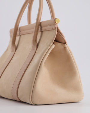 Loro Piana Pink Loom 25 Bag in Suede and Calfskin Leather with Gold Hardware RRP £3,410