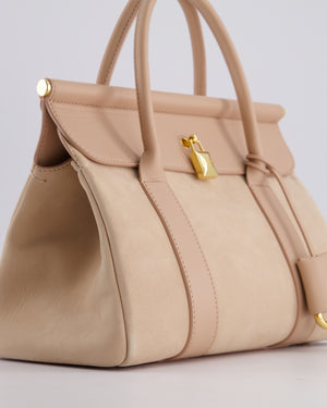 Loro Piana Pink Loom 25 Bag in Suede and Calfskin Leather with Gold Hardware RRP £3,410