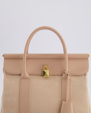 Loro Piana Pink Loom 25 Bag in Suede and Calfskin Leather with Gold Hardware RRP £3,410