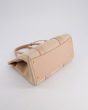 Loro Piana Pink Loom 25 Bag in Suede and Calfskin Leather with Gold Hardware RRP £3,410