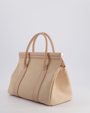 Loro Piana Pink Loom 25 Bag in Suede and Calfskin Leather with Gold Hardware RRP £3,410