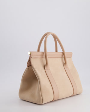 Loro Piana Pink Loom 25 Bag in Suede and Calfskin Leather with Gold Hardware RRP £3,410