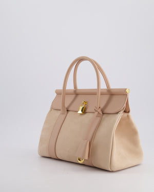 Loro Piana Pink Loom 25 Bag in Suede and Calfskin Leather with Gold Hardware RRP £3,410