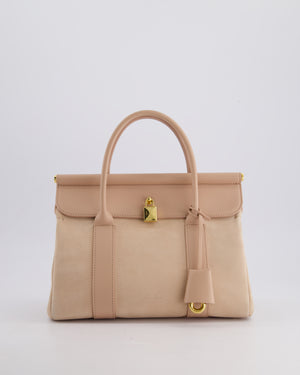 Loro Piana Pink Loom 25 Bag in Suede and Calfskin Leather with Gold Hardware RRP £3,410