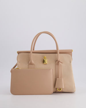 Loro Piana Pink Loom 25 Bag in Suede and Calfskin Leather with Gold Hardware RRP £3,410