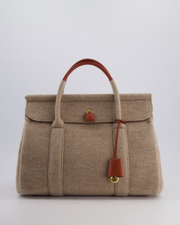 Loro Piana Cashmere & Leather Loom 32 Bag in Natural Brown, Deep Kummel, and Sung Gold with Gold Hardware RRP £4,215