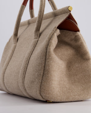 Loro Piana Cashmere & Leather Loom 32 Bag in Natural Brown, Deep Kummel, and Sung Gold with Gold Hardware RRP £4,215