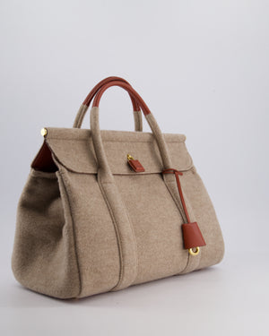 Loro Piana Cashmere & Leather Loom 32 Bag in Natural Brown, Deep Kummel, and Sung Gold with Gold Hardware RRP £4,215