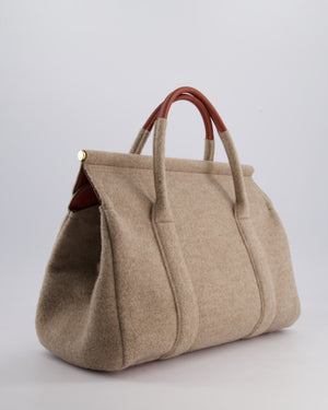 Loro Piana Cashmere & Leather Loom 32 Bag in Natural Brown, Deep Kummel, and Sung Gold with Gold Hardware RRP £4,215