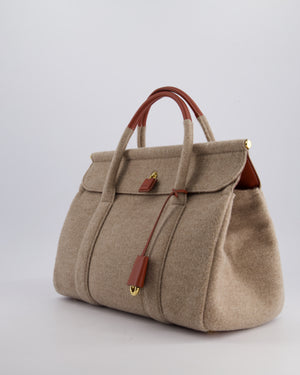 Loro Piana Cashmere & Leather Loom 32 Bag in Natural Brown, Deep Kummel, and Sung Gold with Gold Hardware RRP £4,215