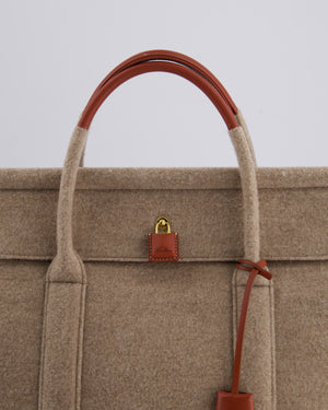 Loro Piana Cashmere & Leather Loom 32 Bag in Natural Brown, Deep Kummel, and Sung Gold with Gold Hardware RRP £4,215