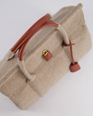 Loro Piana Cashmere & Leather Loom 32 Bag in Natural Brown, Deep Kummel, and Sung Gold with Gold Hardware RRP £4,215