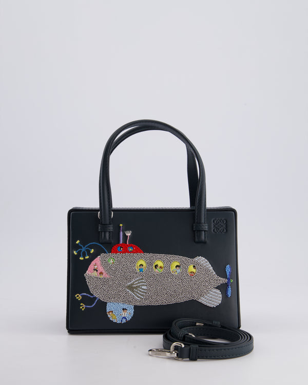 *HOT* Loewe Forest Green Suna Fujita Postal Poste Whale Submarine Bead Embellished Leather Bag with Silver Hardware RRP £3,200