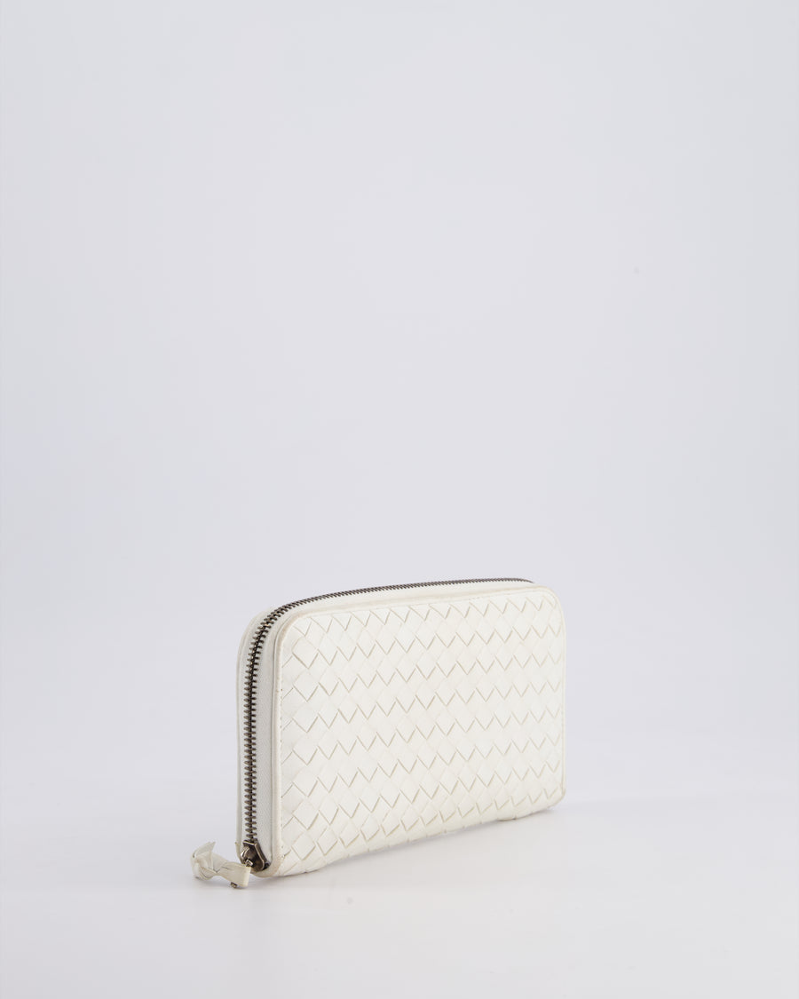 Bottega Veneta White Intrecciato Wallet