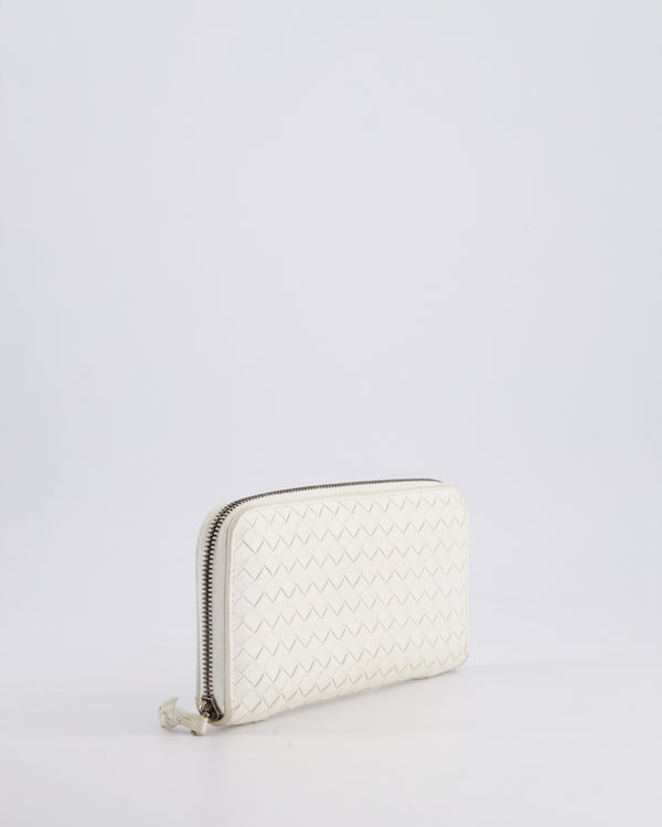 Bottega Veneta White Intrecciato Wallet