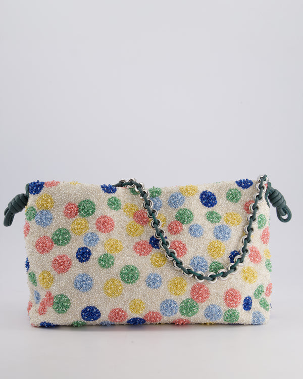 *HOT* Loewe Multicolour Polka Dot Suna Fujita Medium Beaded Flamenco Clutch Bag with Silver Hardware