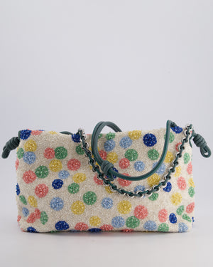 *HOT* Loewe Multicolour Polka Dot Suna Fujita Medium Beaded Flamenco Clutch Bag with Silver Hardware