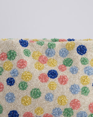 *HOT* Loewe Multicolour Polka Dot Suna Fujita Medium Beaded Flamenco Clutch Bag with Silver Hardware