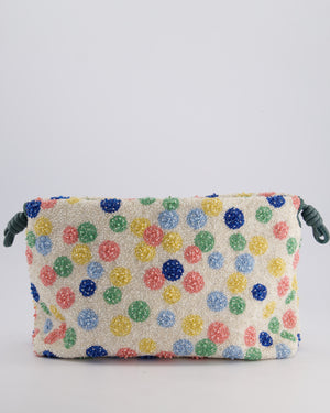 *HOT* Loewe Multicolour Polka Dot Suna Fujita Medium Beaded Flamenco Clutch Bag with Silver Hardware