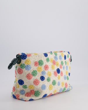 *HOT* Loewe Multicolour Polka Dot Suna Fujita Medium Beaded Flamenco Clutch Bag with Silver Hardware