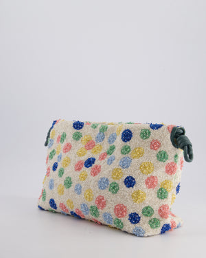 *HOT* Loewe Multicolour Polka Dot Suna Fujita Medium Beaded Flamenco Clutch Bag with Silver Hardware