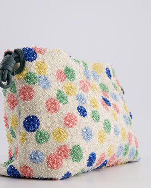 *HOT* Loewe Multicolour Polka Dot Suna Fujita Medium Beaded Flamenco Clutch Bag with Silver Hardware