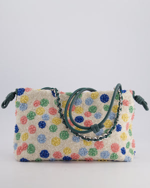 *HOT* Loewe Multicolour Polka Dot Suna Fujita Medium Beaded Flamenco Clutch Bag with Silver Hardware