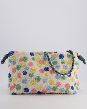 *HOT* Loewe Multicolour Polka Dot Suna Fujita Medium Beaded Flamenco Clutch Bag with Silver Hardware