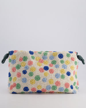 *HOT* Loewe Multicolour Polka Dot Suna Fujita Medium Beaded Flamenco Clutch Bag with Silver Hardware