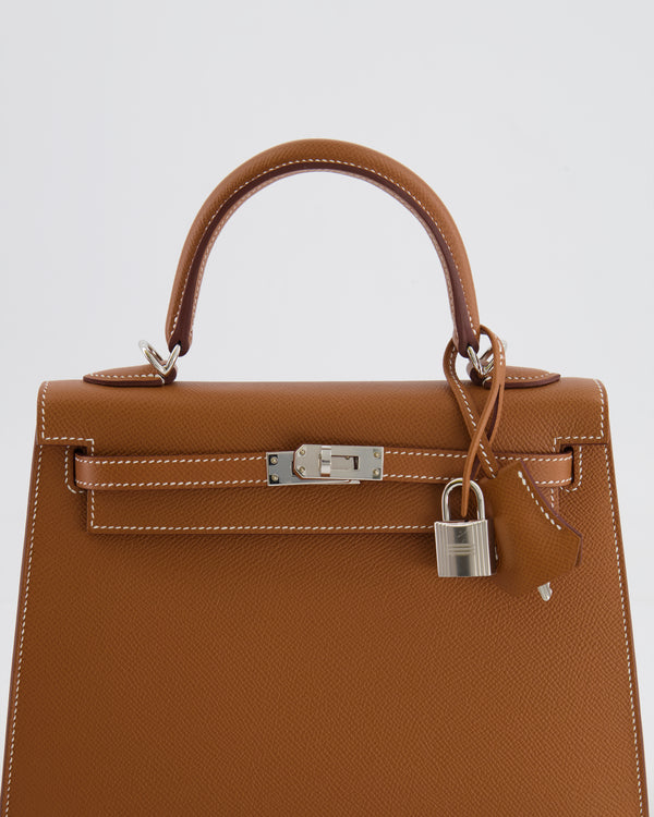 Hermès Kelly 25cm Sellier Bag in Gold Epsom Leather with Palladium Hardware