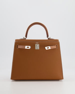 Hermès Kelly 25cm Sellier Bag in Gold Epsom Leather with Palladium Hardware