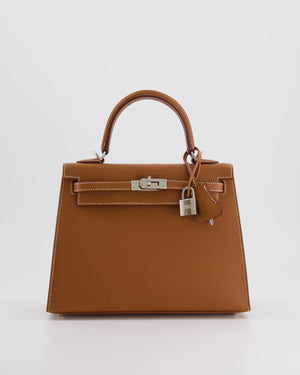 Hermès Kelly 25cm Sellier Bag in Gold Epsom Leather with Palladium Hardware