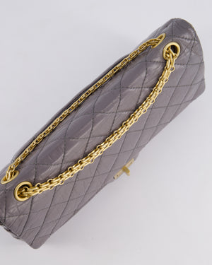 Chanel Grey Medium Reissue 2.55 Double Flap Bag in Quilted Crumpled Calfskin with Aged Gold Hardware