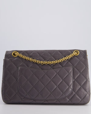 Chanel Grey Medium Reissue 2.55 Double Flap Bag in Quilted Crumpled Calfskin with Aged Gold Hardware