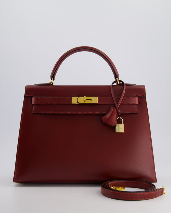 *HOT COLOUR* Hermès Vintage Kelly 32cm Sellier Bag in  Rouge H Box Calf Leather with Gold Hardware