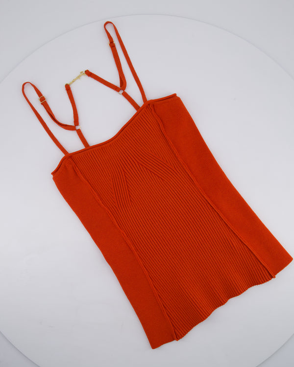 Jacquemus Burnt Orange Rib Knit Le Haut Sierra Camisole Top Size FR 36 (UK 8)