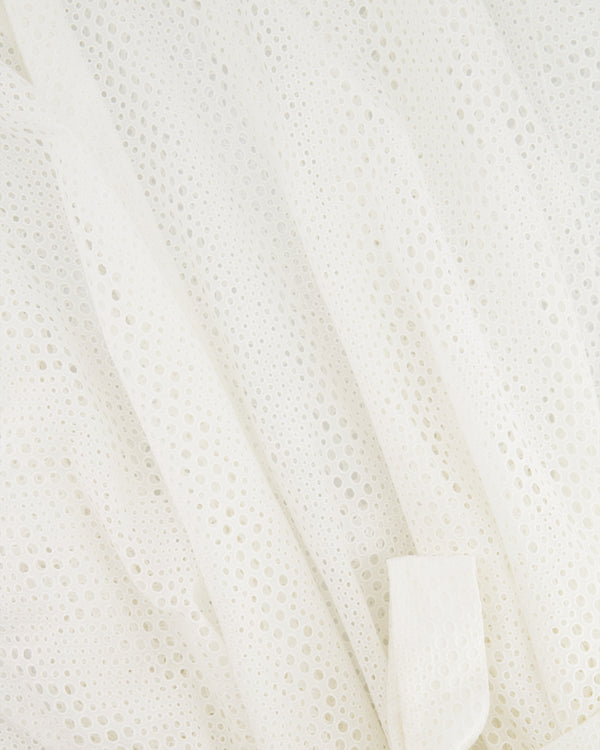 Alaia White Perforated Light Dress Coat with Belt Detail Size FR 36 (UK 8)