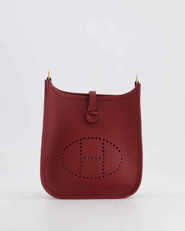 *HOT* Hermès Mini Evelyne 16 Bag in Rouge H Clemence Leather with Gold Hardware