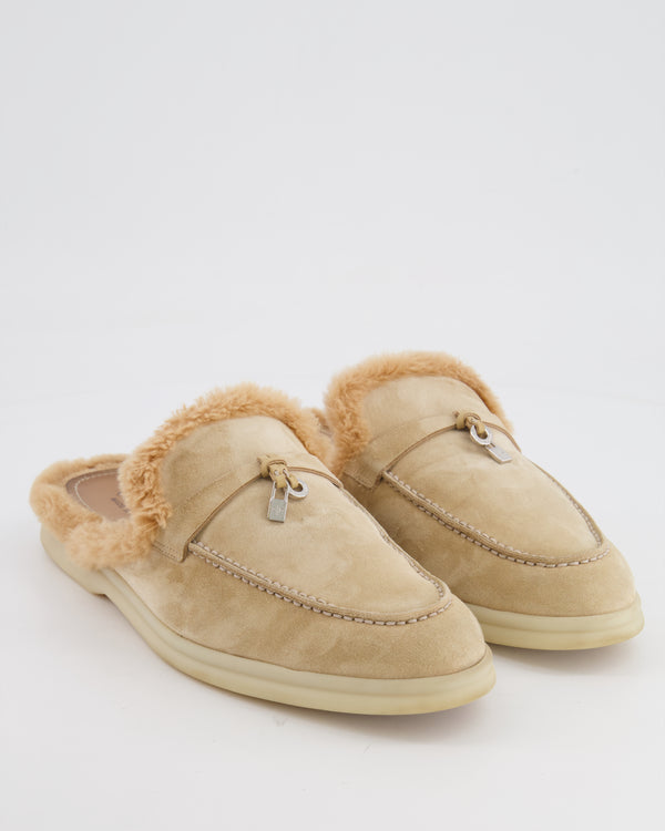 *RARE* Loro Piana Charms Walk Babouche Loafer in Windy Dunes Suede and Fur Size EU 39.5 RRP £1,600
