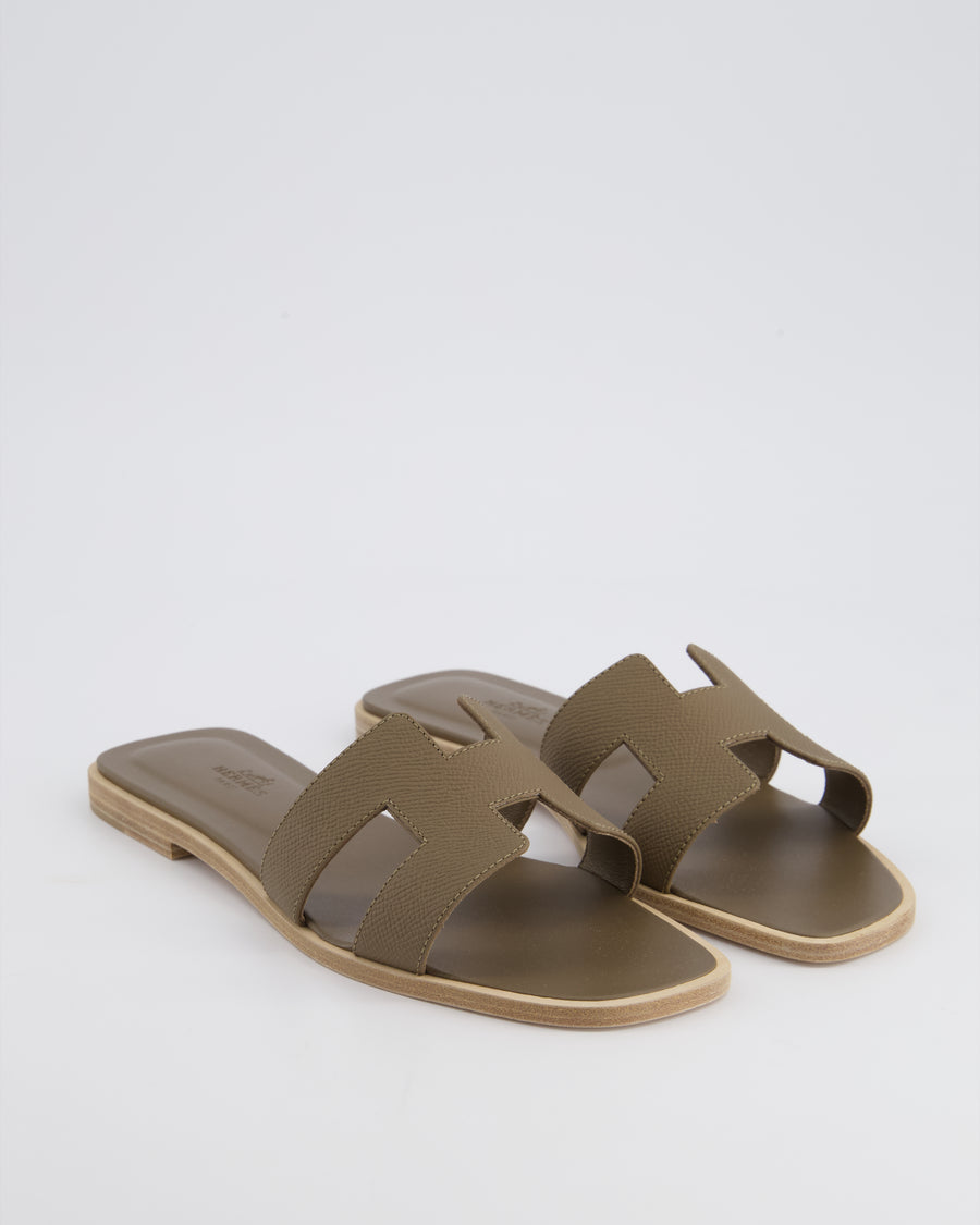 Hermès Etoupe Oran Sandal in Epsom Leather Size EU 38 RRP £610