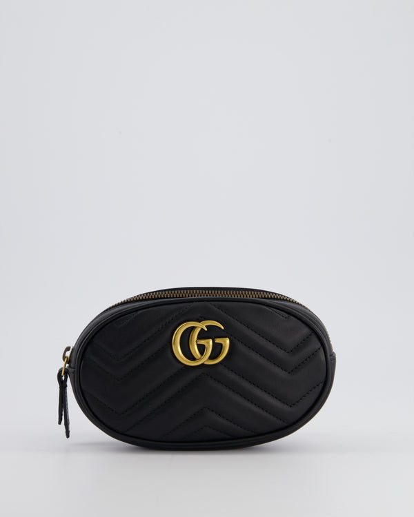 Gucci Black GG Marmont Matelassé Belt Bag with Gold Hardware