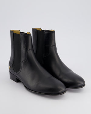 Chanel Black Leather CC Chelsea Boots Size EU 38