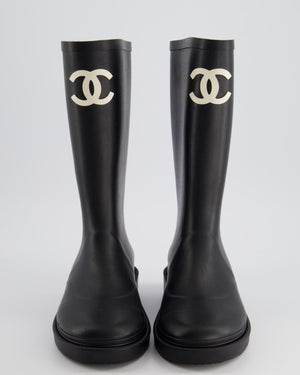 *HOT* Chanel Black CC Logo Rain Boots Size EU 35