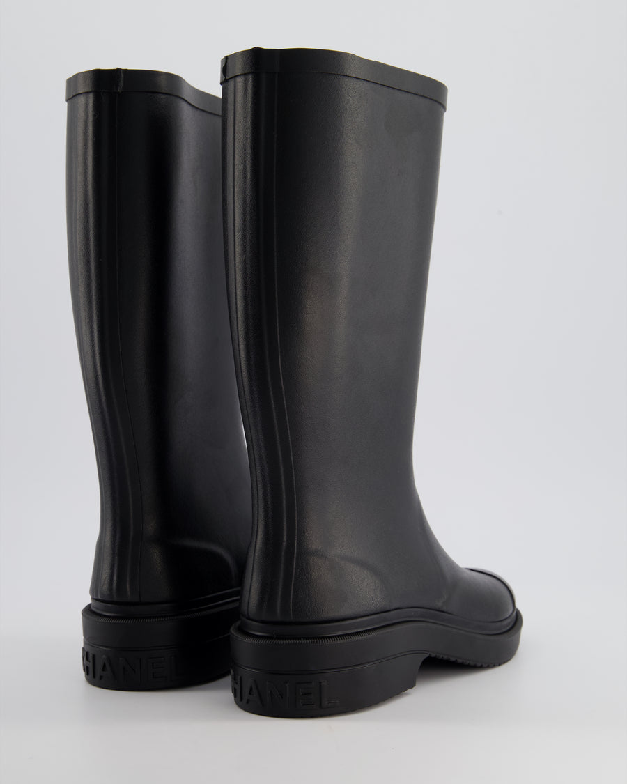 *HOT* Chanel Black CC Logo Rain Boots Size EU 35