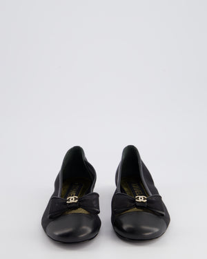 *HOT* Chanel Black Ballerina Shoes in Mesh & Leather with Crystal CC Logo Size EU 35