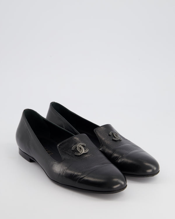 Chanel Black CC Lambskin Loafers Size EU 38