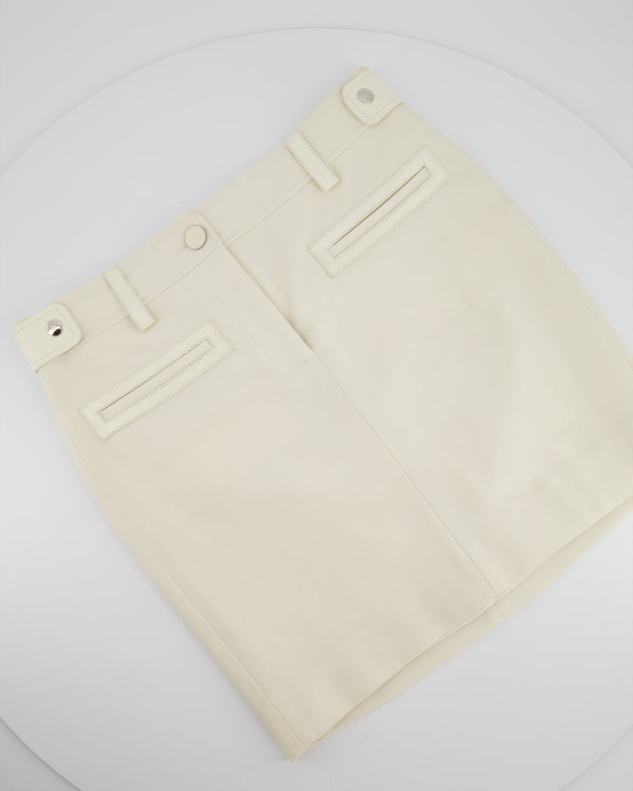 Tom Ford Cream Mini Skirt With Leather Belt Trim Size FR 36 (UK 6)