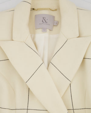 Ralph & Russo White Wool Coat with Black Striped Line Details Size IT 44 (UK 12)