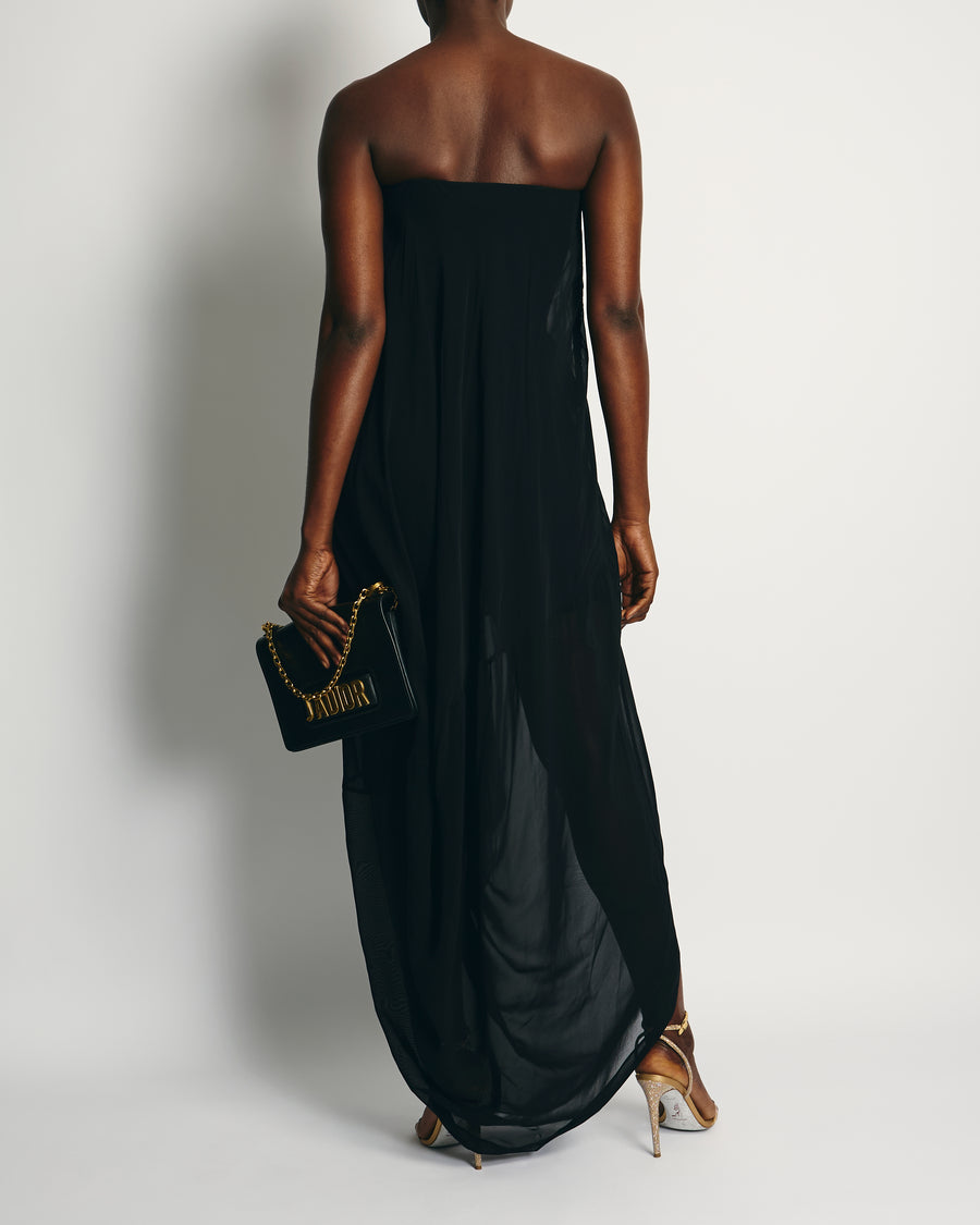 Jacquemus Black 'La Riviera' Sheer Strapless Midi Dress with Tie Detail FR 36 (UK 8)